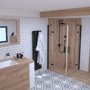 Inspirace koupelny s patchworkovou dlažbou