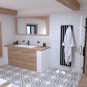 3D návrh koupelny -> patchworkové dlažby