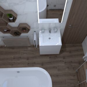 Inspirace koupelny obklady imitace dřeva